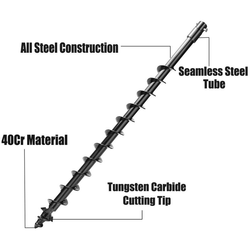APLMAN Earth Auger Drill Bit,7/8" Shaft & 31â€ Length Augers for Gasoline Earth and Ice Auger Power Heads (2 Inch, Black Post Hole Digger) - Image 4
